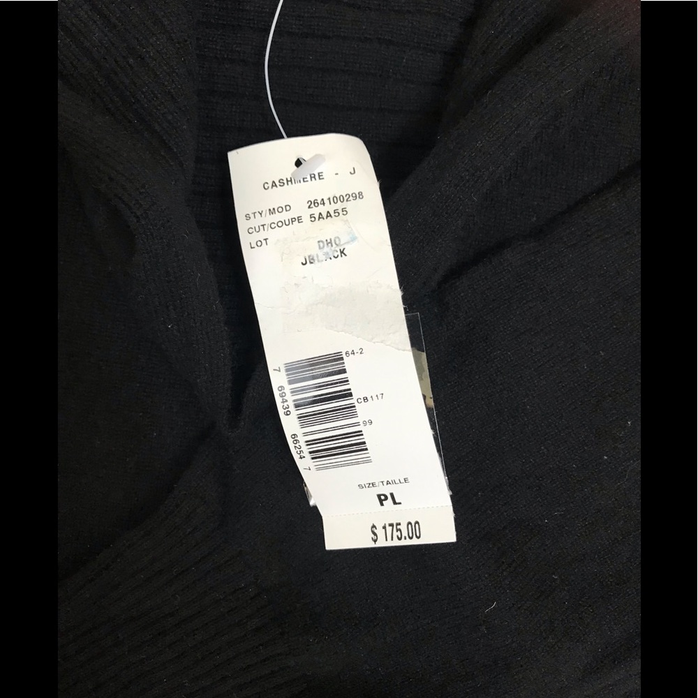 Jones New York NEW 100% Cashmere Sweater Cowl Shawl Collar Ribbed Minimalist P L - Picture 7 of 15